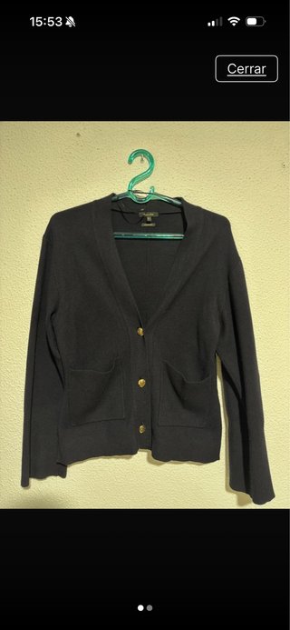 Massimo Dutti Cárdigan Negro Botones Dorados