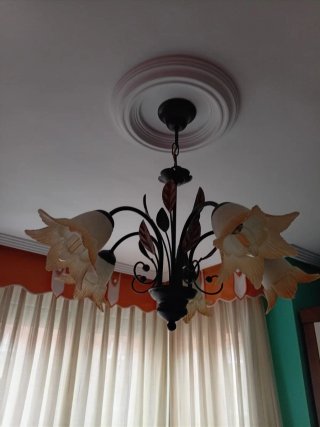 Lampada da soffitto in metallo e cristallo