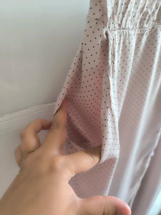 Falda larga rosa con lunares negros