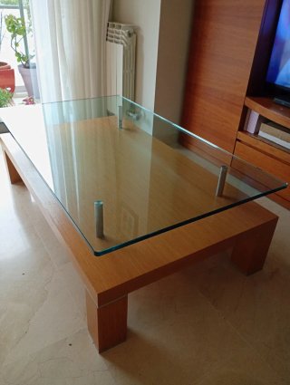 Mesa de centro madera y cristal