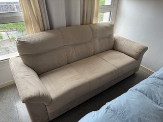 Sofá 3 plazas beige tela