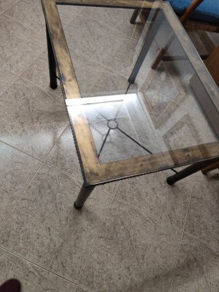 URGE Mesa de centro forja y cristal