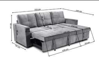 Sofá Cama 3 Plazas Negro
