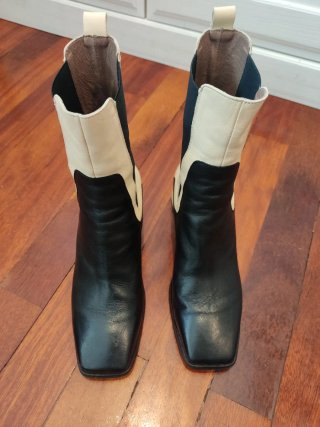 Botines piel negro y crema