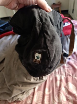 Borsa tote PURE nera canvas manici marroni