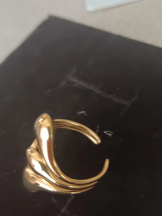 Anillo Acero Dorado Gotas Ajustable