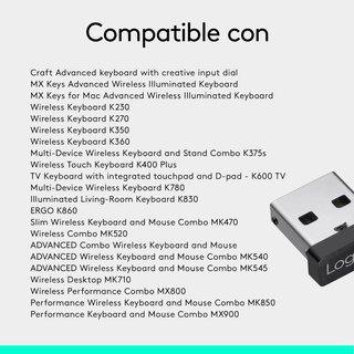 Logitech receptor USB conexión inalámbrica fiable