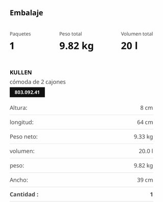 Mesita de noche KULLEN Ikea blanca