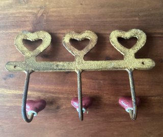 Appendiabiti Shabby Cuori Dorato e Rosa