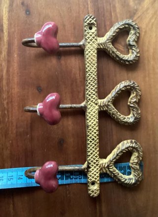 Appendiabiti Shabby Cuori Dorato e Rosa