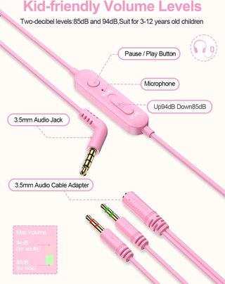 Auriculares infantiles con micrófono y volumen