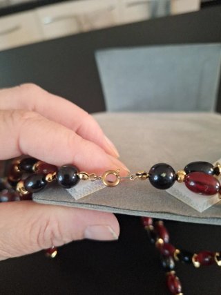 Collana donna due fili perle rosse e nere