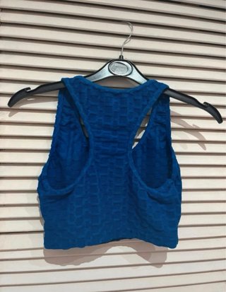 Crop Top fruncido tirantes azul oscuro S M nuevo