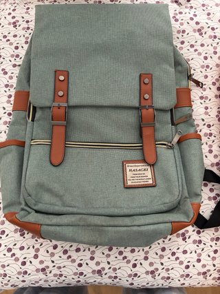 Mochila Portátil Retro Gris y Verde