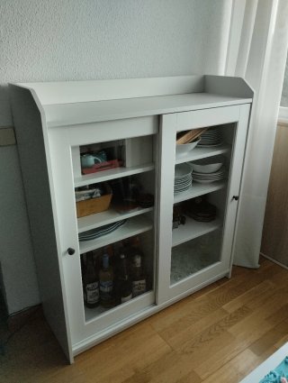 Aparador Vitrina Ikea Blanco Madera Cristal