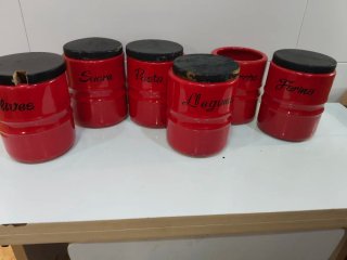 Set 6 Tarros Cerámica Rojos