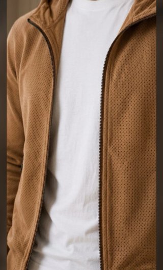 Chaqueta Zara microperforada marrón