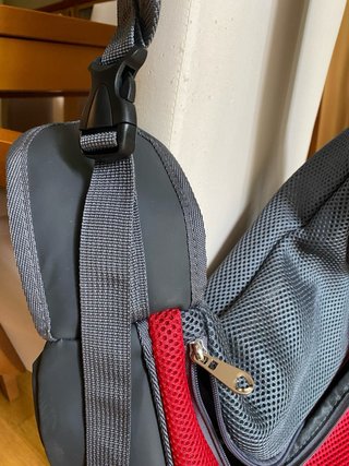 Bolso bandolera transportín perro gris/rojo