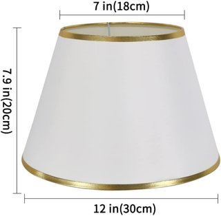 Pantalla lámpara tela blanco dorado elegante