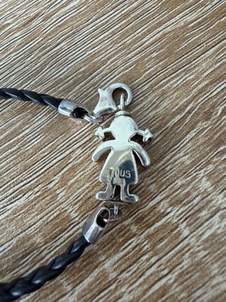 Pulsera Plata Muñeca Cuero Negro