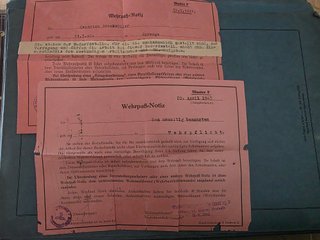 Wehrpass IIWW Tercer Reich notas 1941-43