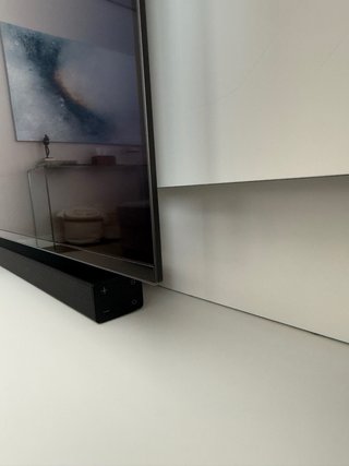 Mueble TV blanco y azul paine.