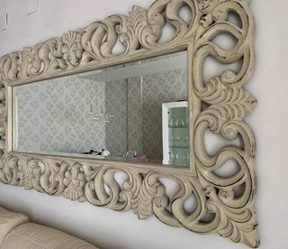 Espejo Comedor Madera Tallada Beige