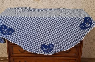 Tovaglia ovale 8 posti quadretti blu