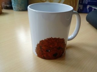 Tazza cane barboncino marrone in ceramica nuova