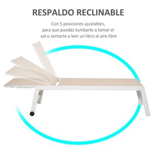 Tumbona Aluminio Reclinable 5 Posiciones 169cm