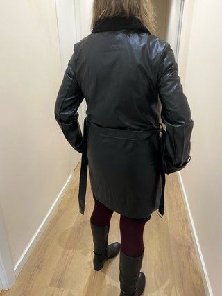 Abrigo de piel negro mujer