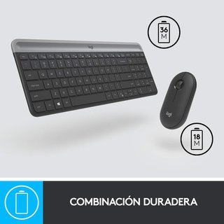- Logitech teclado y ratón inalámbrico compacto