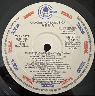 ABBA VINILO LP GRACIAS POR LA MUSICA 1989