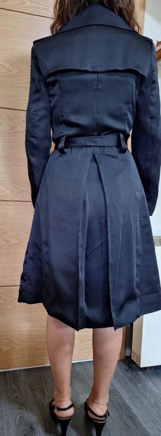 Trench Mango Raso Negro