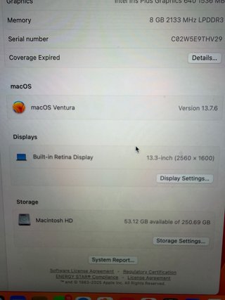 MacBook Pro 13 Core i5 8GB RAM 256GB SSD