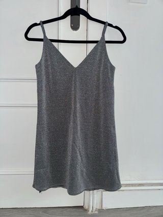 Vestido plateado fiesta tirantes
