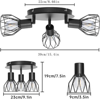 Lampada da soffitto industriale a 3 luci regolabile