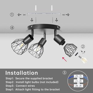 Lampada da soffitto industriale a 3 luci regolabile