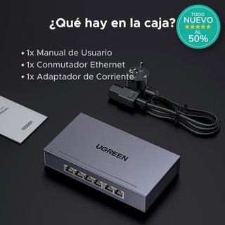 UGREEN Switch 6 Puertos Gigabit PoE 4 PoE+