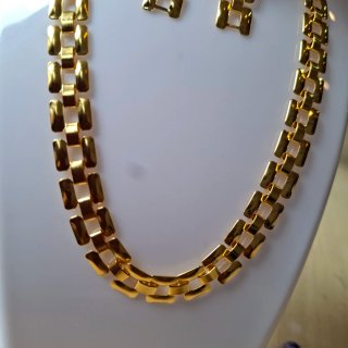 Collar y pendientes acero inoxidable dorado