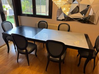 Mesa comedor extensible y juego de sillas madera