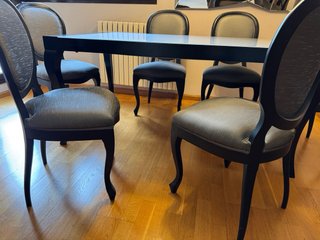 Mesa comedor extensible y juego de sillas madera