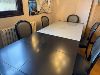 Mesa comedor extensible y juego de sillas madera