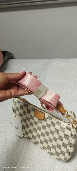 Bolso bandolera pequeño blanco y rosa