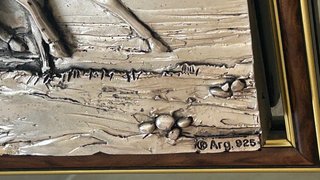 Cuadro con escultura en plata de ley de Bordon