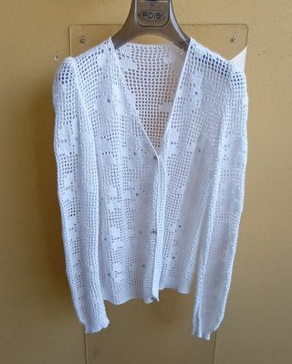 Cardigan traforato cotone maniche lunghe artigian.