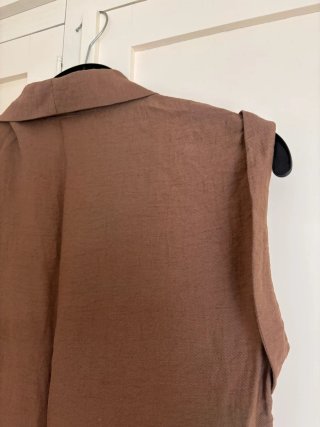 Vestido largo mujer marrón cinturón
