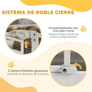 Barrera Perros 74-100cm Doble Bloqueo Blanca