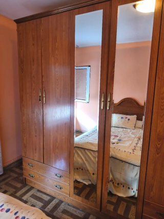 Cabecero cama 1,20 y mesita madera