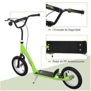 Patinete Niño +5 Años Ruedas Inflables Verde